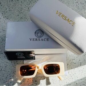 Versace Cream and Gold Medussa Authentic Sunglasses